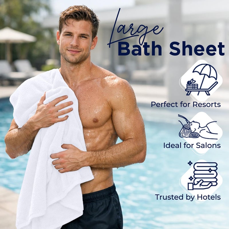 DAN RIVER 2 Pack Luxury Bath Sheets 35x70, 600 GSM, Soft & Quick Dry 100% Ring Spun Cotton Towels Ideal for Hotels, Spas, Gyms & Salons Extra Large, White - Image 5